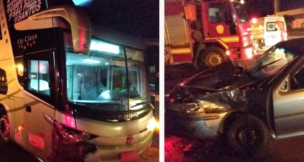 Motorista sofre ferimentos em acidente envolvendo carro e �nibus na sp-294, em Tup�