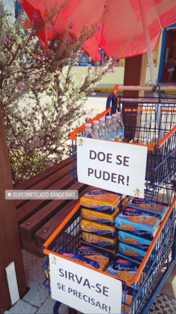 Supermercado Bandeiras inicia a��o solid�ria que disponibiliza itens para quem n�o pode comprar
