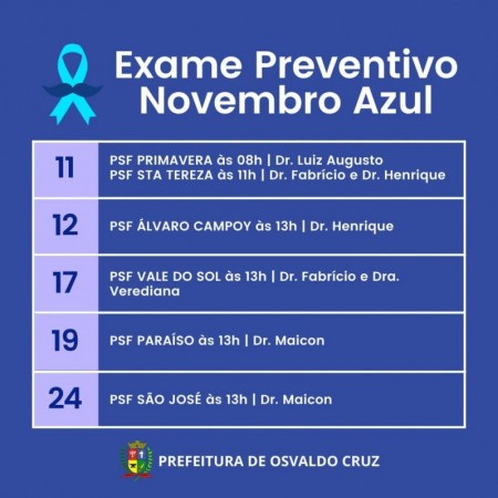 PSF do Vale do Sol terá exames de prevenção contra o câncer de próstata hoje