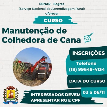 SENAR realiza curso de Manutenção de Colhedora de cana-de-açúcar em Sagres