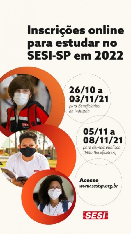 SESI de OC abre inscrições para interessados em estudar na unidade em 2022