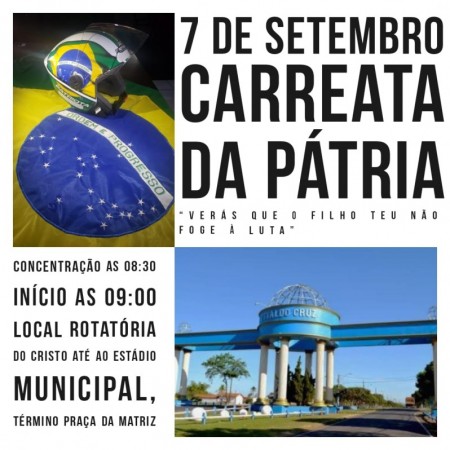 Osvaldo Cruz terá carreata de manifestação 'Pró-Bolsonaro' no feriado de 7 de Setembro