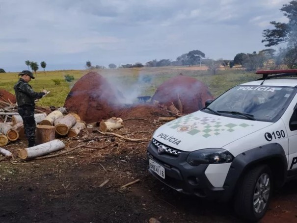 Sitiante descumpre embargo e recebe multa de R$ 10 mil por produ��o irregular de carv�o, em Rosana