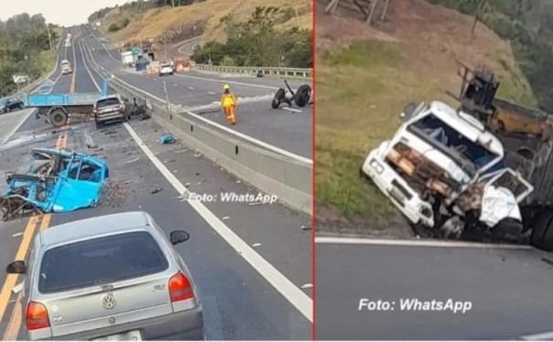 Coliso frontal de dois caminhes deixa duas pessoas feridas na Rodovia Comandante Joo Ribeiro de Barros