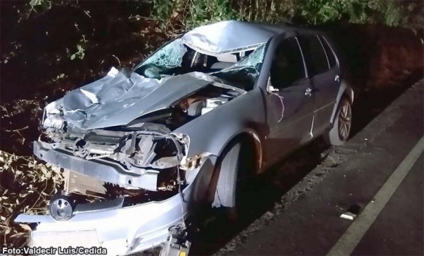 Acidente provocado por bovino solto em estrada vicinal deixa feridos