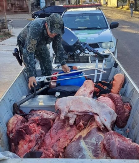 Fiscalização apreende quase 170 quilos de carnes sem procedência transportados em embarcação no Rio Paraná