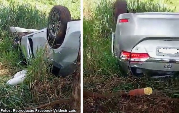 Capotamento fere duas pessoas SP-457, entre Bastos e Rancharia
