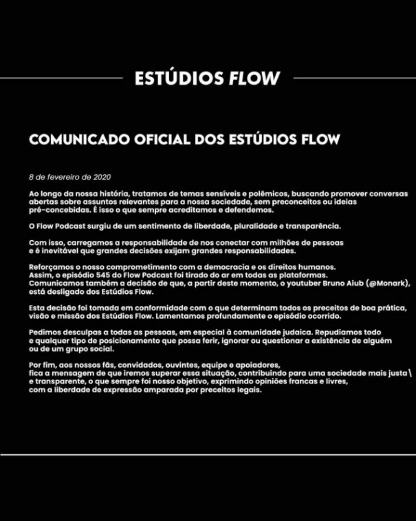 Flow anuncia a sada do apresentador Monark aps apologia ao nazismo