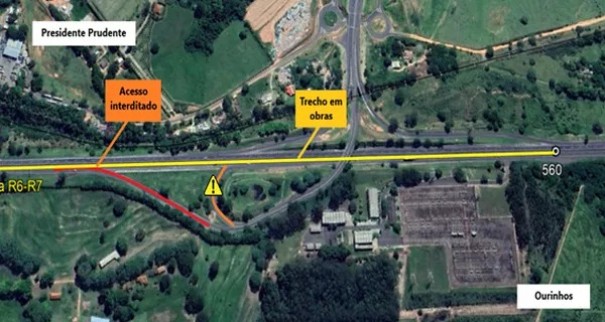 Obras alteram trfego de veculos em trechos da Rodovia Raposo Tavares em Presidente Prudente