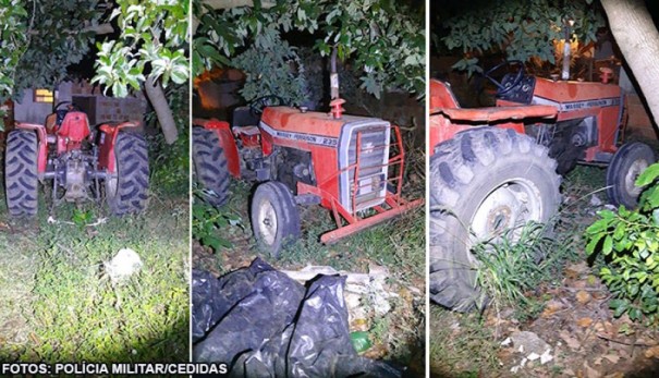 Polcia Militar recupera em gara trator furtado em fazenda de Glia