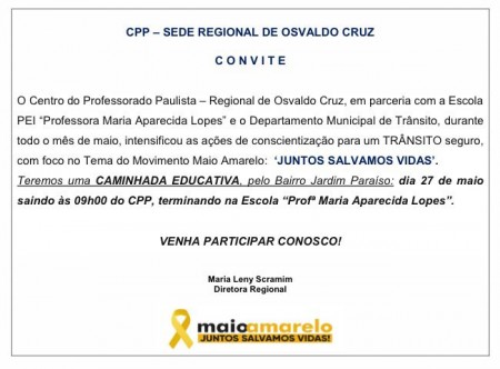 CPP de OC realiza caminhada educativa sobre o Maio Amarelo