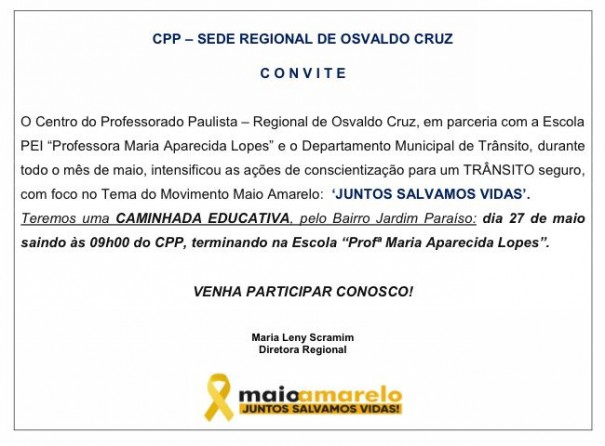 CPP de OC realiza caminhada educativa sobre o Maio Amarelo