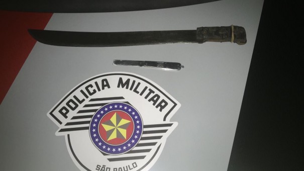 PM registra ocorrncia de ameaa e apreenso de arma branca em Osvaldo Cruz 