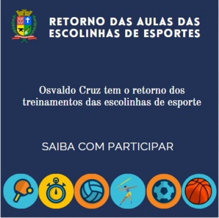 Secretaria de Cultura, Esportes e Turismo de OC anuncia retomada das aulas das escolinhas de esportes