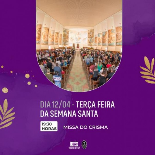 Missa do Crisma acontece hoje no Santurio de So Jos