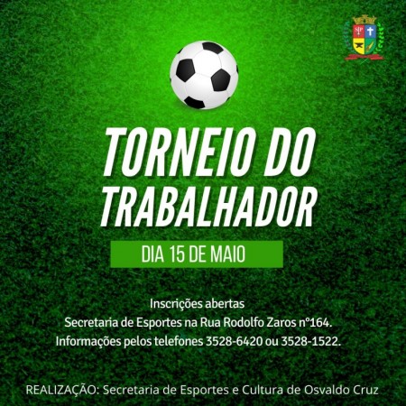 Secretaria Municipal de Cultural Esportes e Turismo abre inscrições para Torneio do Trabalhador de Futebol