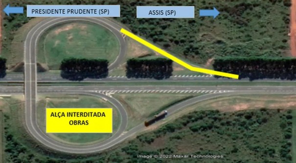 Reparos emergenciais fecham ala de acesso na Rodovia Raposo Tavares em Rancharia