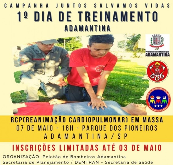 Em Adamantina, Bombeiros promovem Dia de Treinamento de reanimao cardiopulmonar aberto  populao