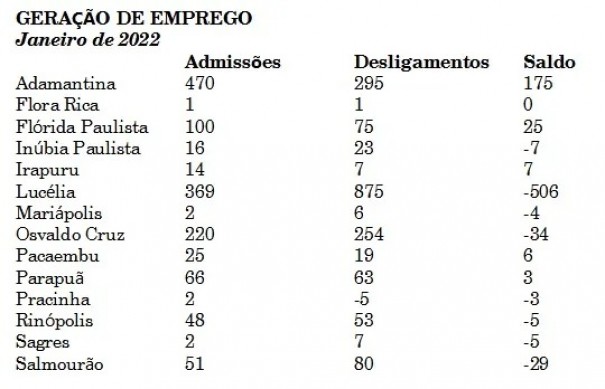 Luclia impulsiona resultado negativo da gerao em emprego na microrregio
