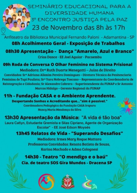 Justiça pela Paz: Adamantina sedia seminário educacional para a diversidade humana