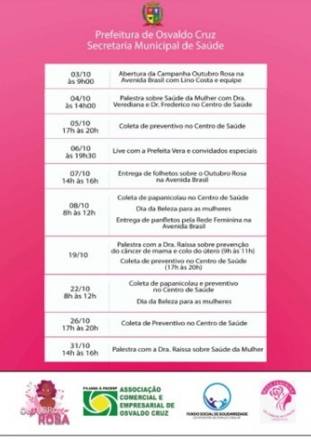 Sade de Osvaldo Cruz lana a programao do Outubro Rosa 