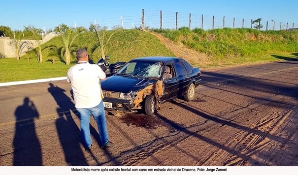 Motociclista morre ap�s colis�o frontal com carro em estrada vicinal de Dracena