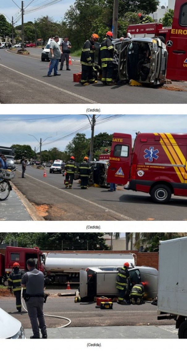 Carro tomba em acidente no in�cio da vicinal Adamantina/Luc�lia