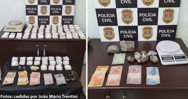 Pol�cia civil prende adulto e apreende dois menores, maconha, crack e arma de fogo em Bastos