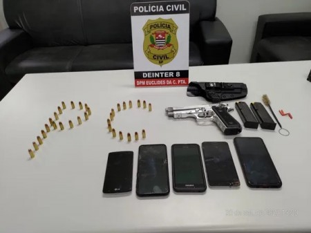 Polícia Civil cumpre mandados de busca e apreende pistola, munições e celulares em Euclides da Cunha Paulista