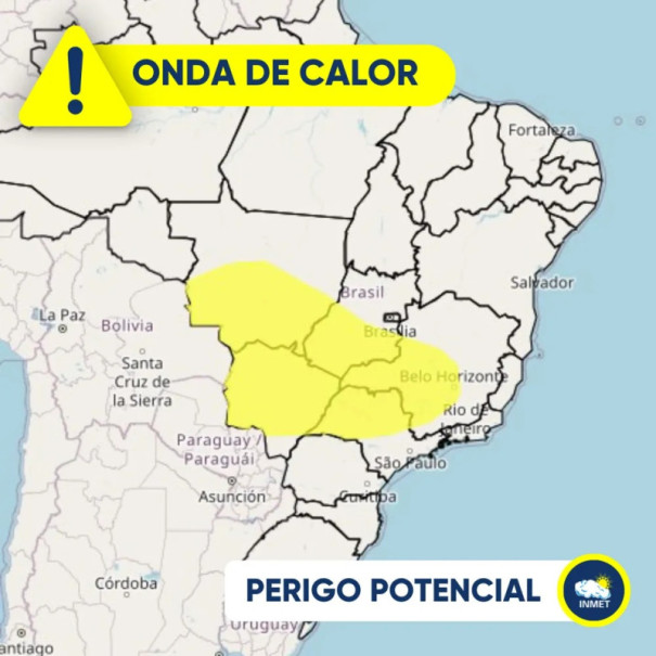 Onda de calor: Inmet emite aviso de perigo para 5 estados e diz que alerta pode ser ampliado na próxima semana