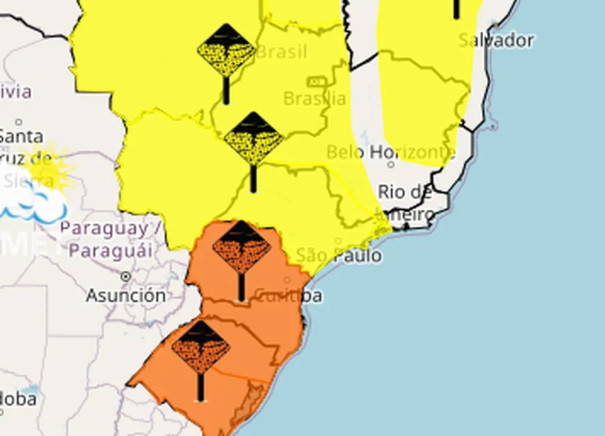 Defesa Civil emite alerta para fortes chuvas e rajadas de vento no interior de SP
