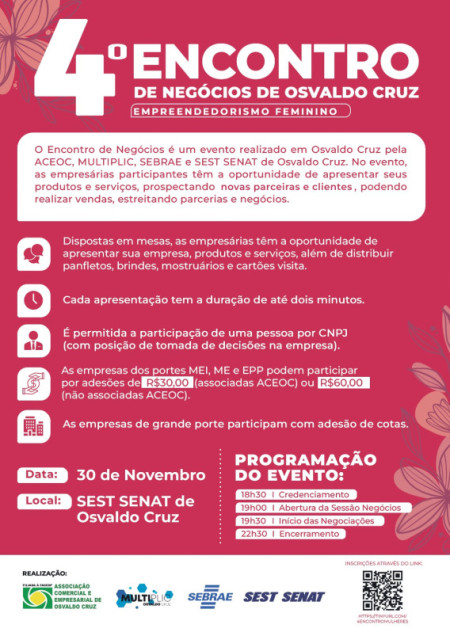 Acontece hoje o 4Âº Encontro de NegÃ³cios de Osvaldo Cruz