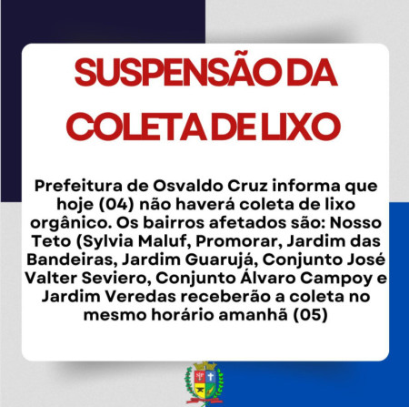 ManutenÃ§Ã£o em caminhÃ£o de coleta de lixo orgÃ¢nico deixa alguns bairros de Osvaldo Cruz sem coleta hoje