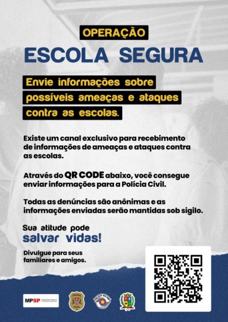 Fórum de Segurança Educacional de Osvaldo Cruz cria canal eletrônico para denúncias, comunicados e informações sobre segurança nas escolas
