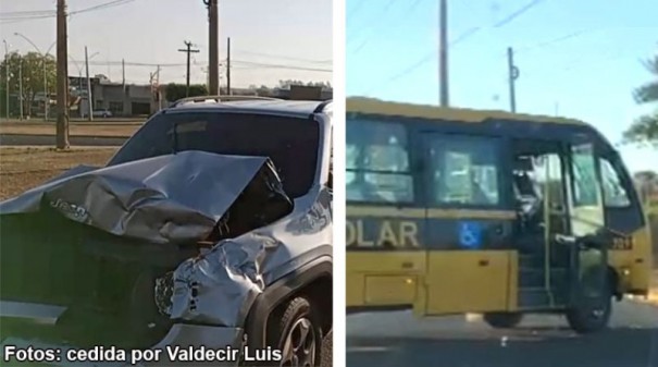 Acidente envolve Jeep Renegade e �nibus em rotat�ria de Bastos