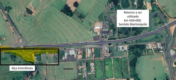 Obras interditam al�a na SP-425, em Martin�polis