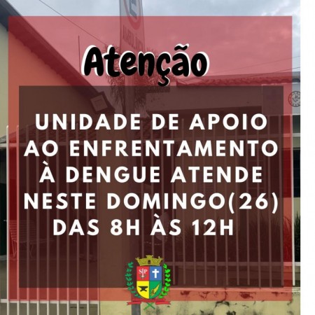 Unidade de Apoio ao Enfrentamento à Dengue de OC funciona neste domingo até às 12h