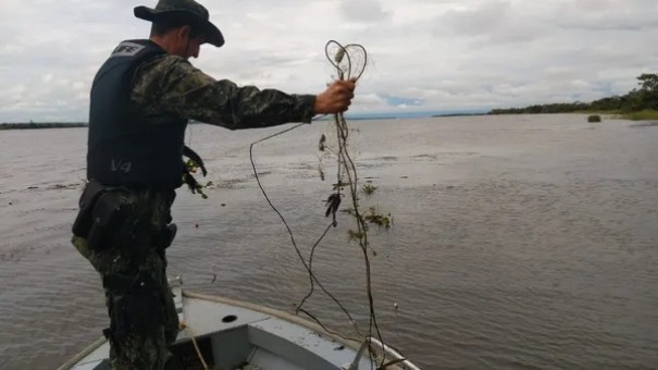 Fiscaliza��o apreende 450 metros de redes de pesca armadas irregularmente no Rio Paran� durante a piracema