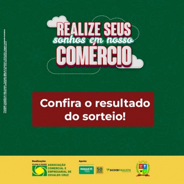 Confira os ganhadores do �ltimo sorteio da campanha 'Realize Seus Sonhos em Nosso Com�rcio'