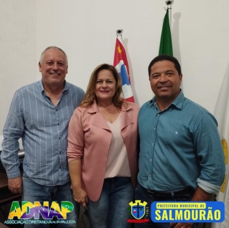 Prefeita de Salmourão recebeu o vice-prefeito de Lucélia e representante da ADNAP