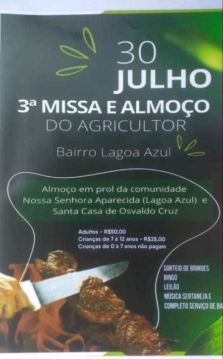  Santa Casa de OC e Comunidade Nossa Senhora Aparecida realizam 3ª Missa e Almoço do Agricultor