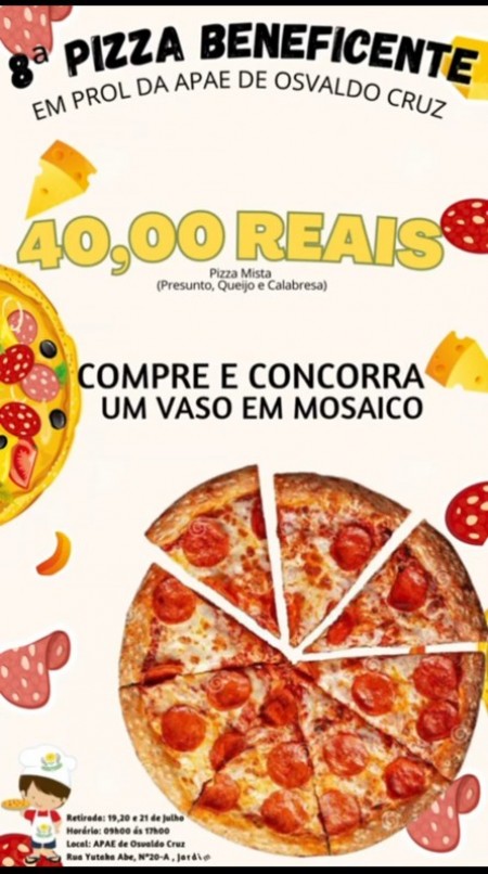 APAE de Osvaldo Cruz prepara a 8ª Edição da Pizza Apaeana 