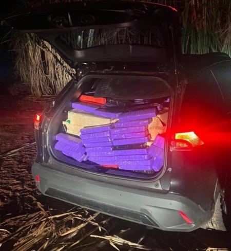 Homem é preso dormindo em canavial após abandonar carro com quase 800kg de maconha