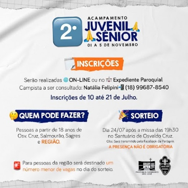 Santurio So Jos de OC prepara Acampamento Juvenil Snior 