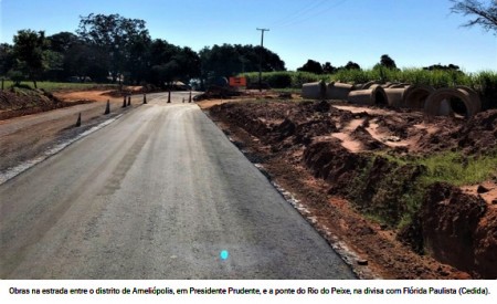 Obra da estrada que liga Prudente a Flórida Paulista atinge 40% de execução