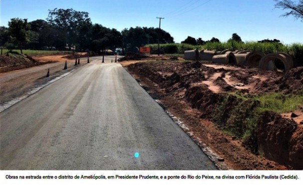 Obra da estrada que liga Prudente a Fl�rida Paulista atinge 40% de execu��o