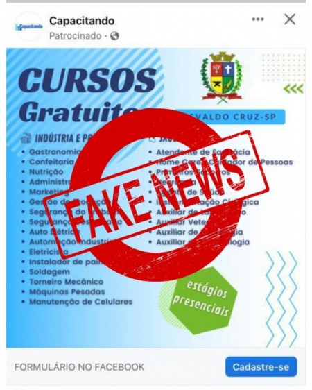 Prefeitura de OC alerta para fake news usando seu nome e imagem 