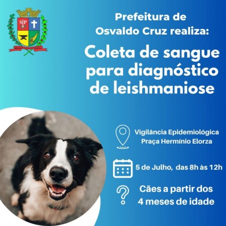 Nova etapa de coleta de sangue para diagnóstico de leishmaniose acontece na próxima semana em OC