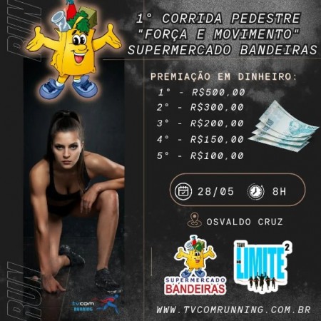 Supermercado Bandeiras realiza a 1º Corrida e Caminhada 'Força e Movimento' de Osvaldo Cruz