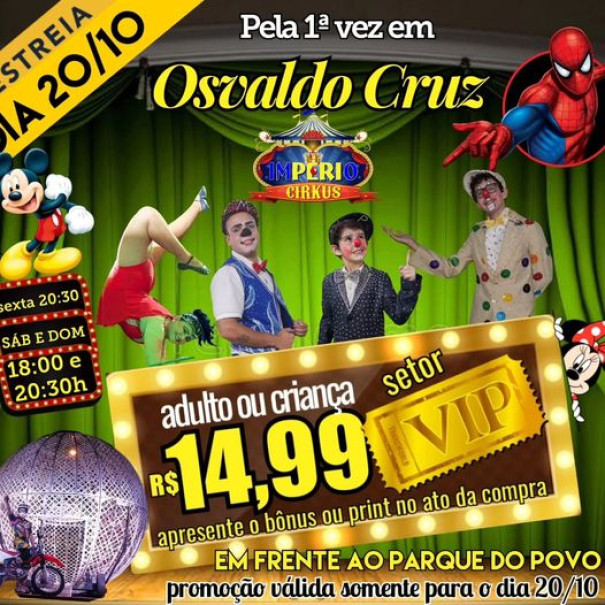 Império Cirkus estreia neste final de semana em Osvaldo Cruz 